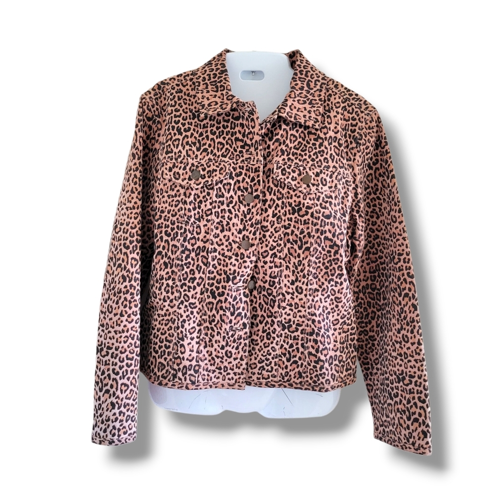 Pamela McCoy | VTG Tan/Black Leopard Print Suede/Leather Jacket (SIZE M)